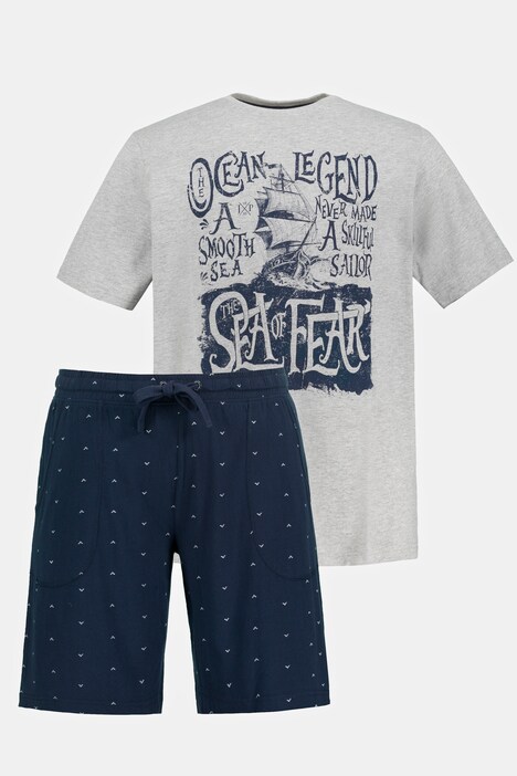 Pigiama corto con maglia stampata e pantaloncini, disponibile fino alla tg. 7XL