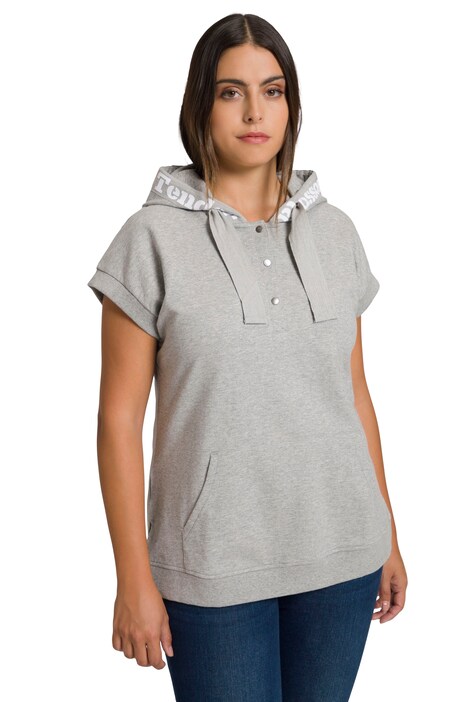Teplákový top, oversize, kapuce, knoflíky, bez rukávů