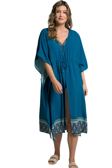 Kaftan, etno lemovka, vázací stuha, krátké rukávy