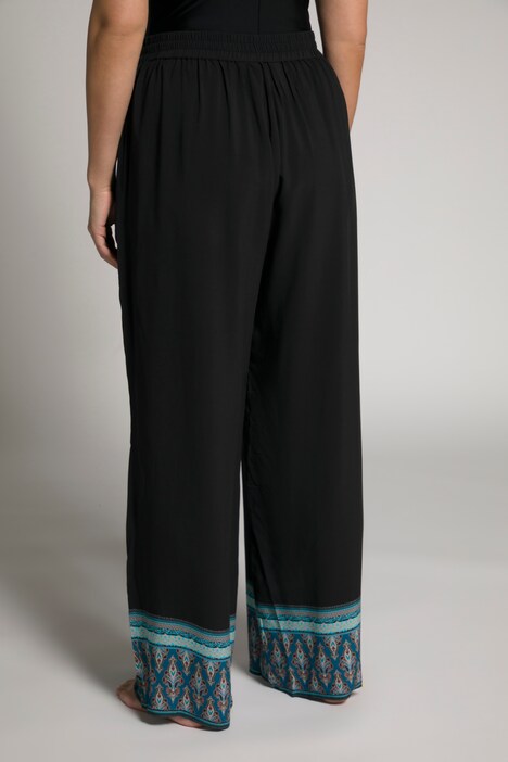 Pantalon palazzo, frise style ethnique, jambe large