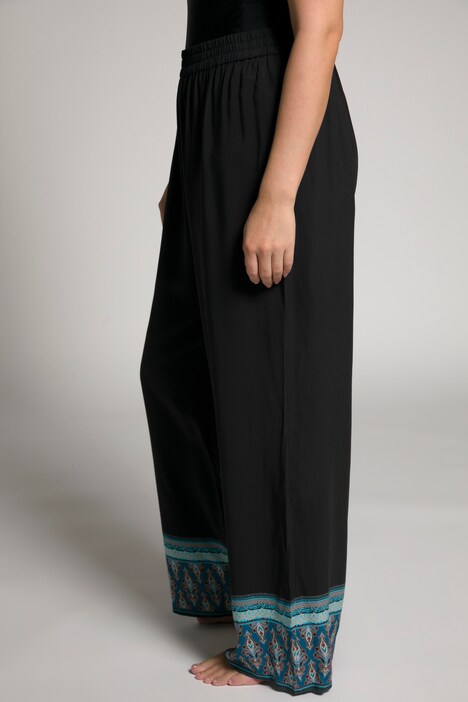 Pantalon palazzo, frise style ethnique, jambe large