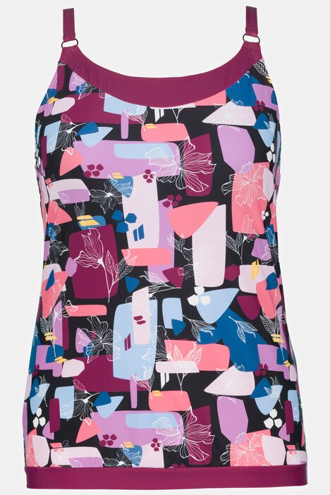 Tankini, fleurs, haut plus long, bonnets souples