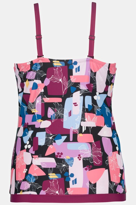 Tankini, fleurs, haut plus long, bonnets souples