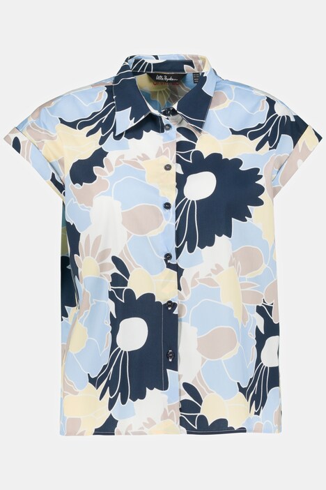 Floral Print Button Front Stretch Shirt