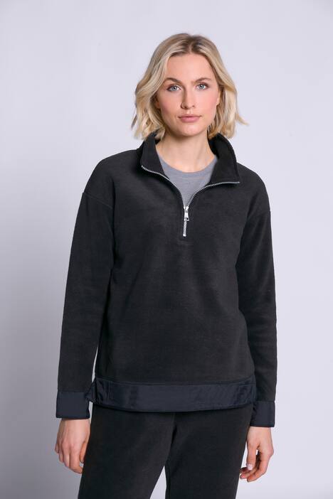 Fleece-Sweatshirt, Stehkragen, Langarm, Taft-Saum, pflegeleicht