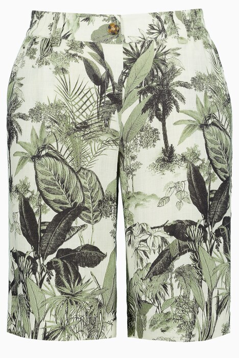 Bermudy Mary, Toile de Jouy, široké nohavice, lněná směs