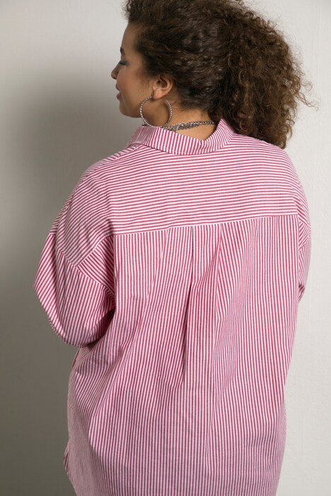 Streifenbluse, oversized, Hemdkragen, Langarm