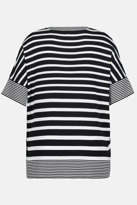 Pullover a righe dal taglio oversize con scollo a V e mezze maniche