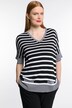 Pullover a righe dal taglio oversize con scollo a V e mezze maniche
