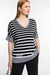 Pullover a righe dal taglio oversize con scollo a V e mezze maniche