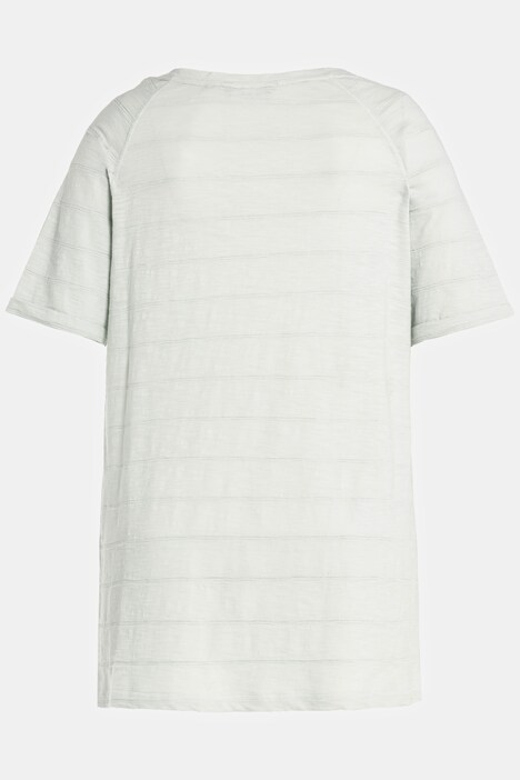 T-shirt con texture a righe, scollo a V e mezze maniche raglan
