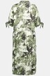 Robe midi, Toile de Jouy, col chemise, lin mélangé