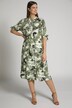 Robe midi, Toile de Jouy, col chemise, lin mélangé