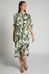 Robe midi, Toile de Jouy, col chemise, lin mélangé