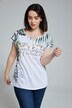 T-shirt, bladeren, oversized, boothals, korte mouwen