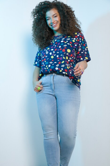 shirt, oversized fit, ronde hals, korte mouwen, grafische print