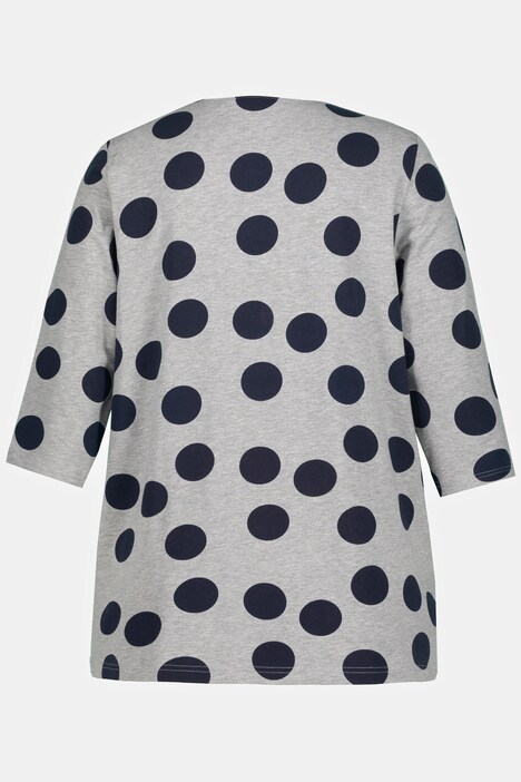 Dot Print Pintuck A-line Fit Stretch Tee