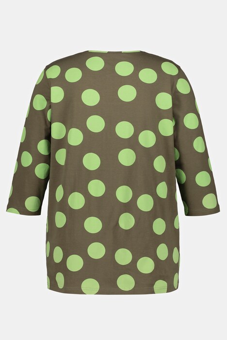 Dot Print Pintuck A-line Fit Stretch Tee