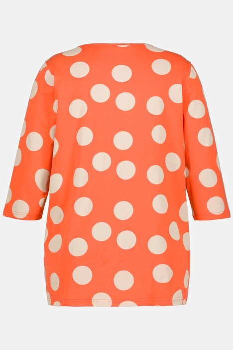 Dot Print Pintuck A-line Fit Stretch Tee