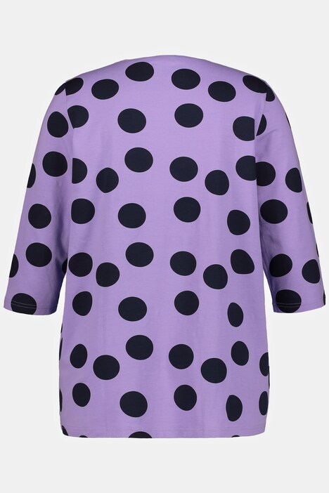 Dot Print Pintuck A-line Fit Stretch Tee