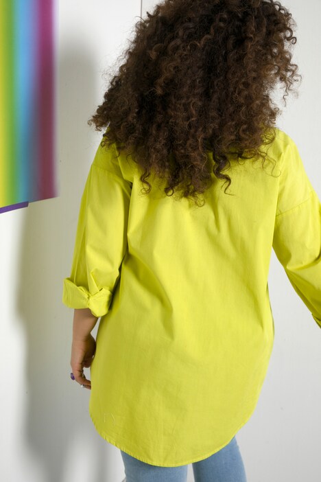 Hemdbluse, oversized, Hemdkragen, Langarm