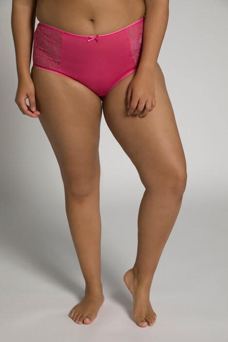 3 Pack of Lace Inset Stretch Cotton Brief Panties - Solids