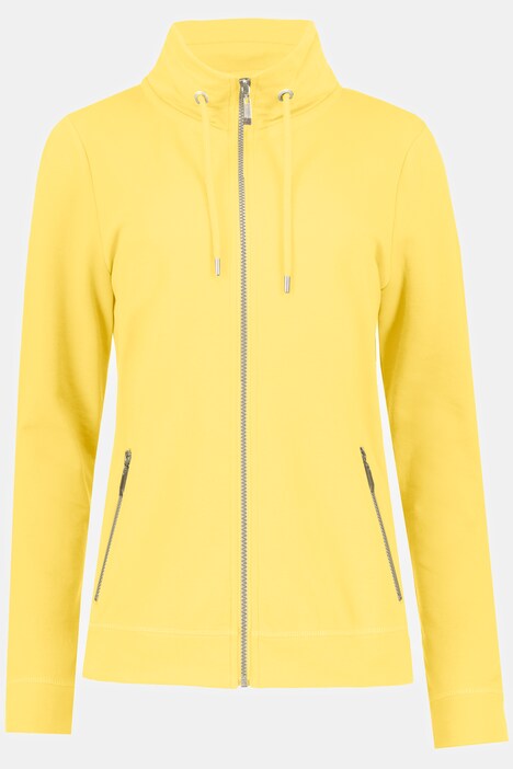 Sweatjacke, extraweich, Stehkragen, Bindeband, Zipper