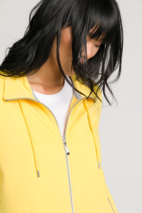 Sweatjacke, extraweich, Stehkragen, Bindeband, Zipper