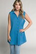 Chemise, effet froissé, ligne A, col chemise, sans manches