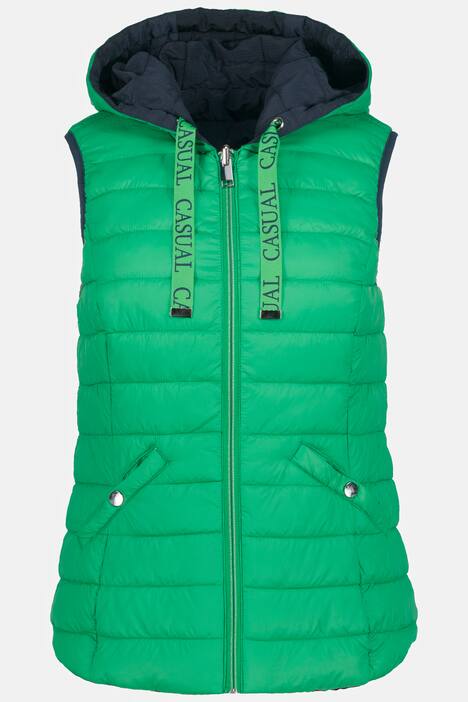 Wende-Steppweste, Kapuze, Zipper, ärmellos
