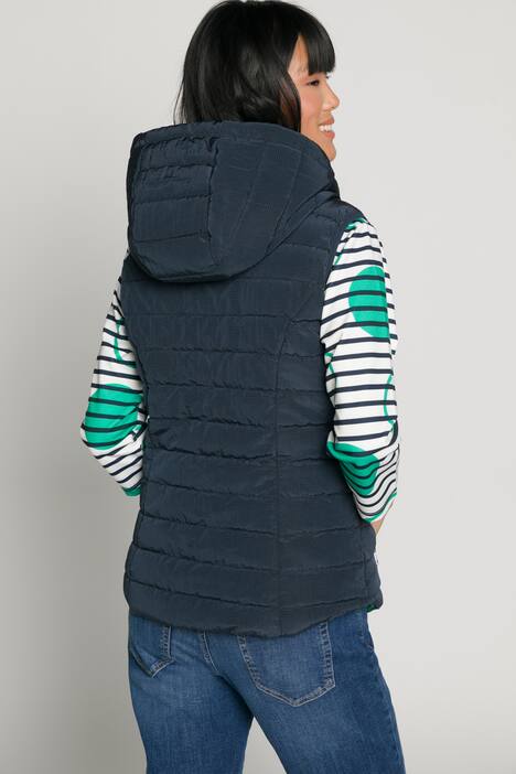 Wende-Steppweste, Kapuze, Zipper, ärmellos