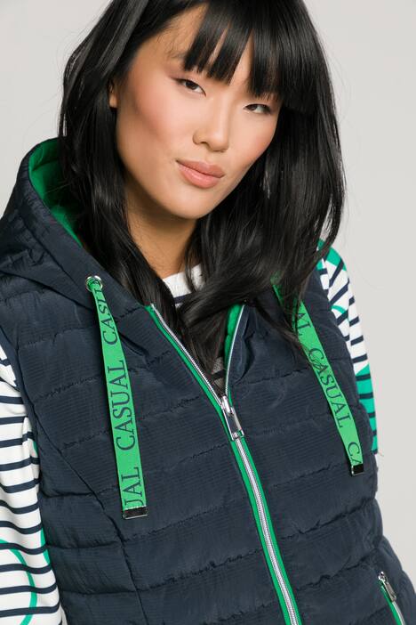 Wende-Steppweste, Kapuze, Zipper, ärmellos