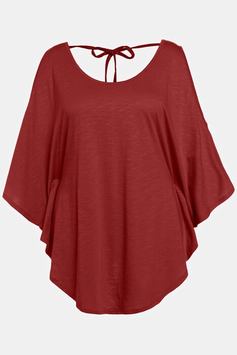 Camiseta kimono, forma en A, Cut-Out, cuello redondo, manga 3/4