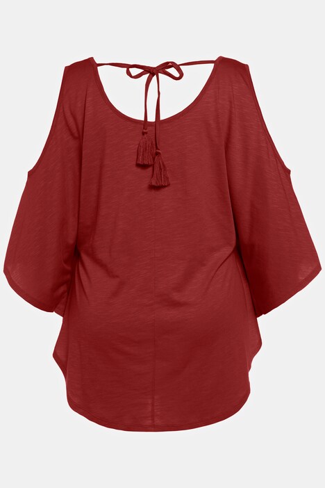 Camiseta kimono, forma en A, Cut-Out, cuello redondo, manga 3/4