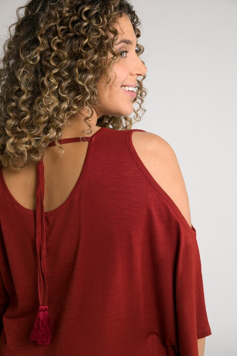 Camiseta kimono, forma en A, Cut-Out, cuello redondo, manga 3/4