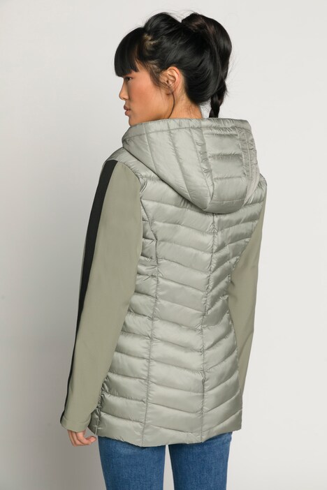 Hybrid-Jacke, Stepp, Softshell-Ärmel, Kapuze