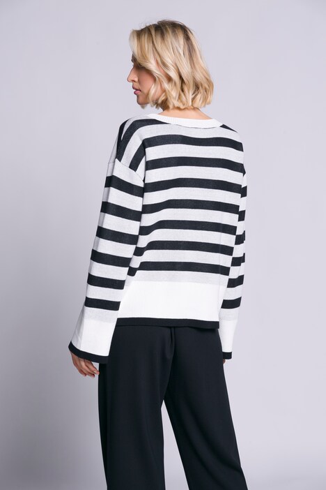 Pullover, Boxy-Form, Streifen, Stehkragen, Langarm