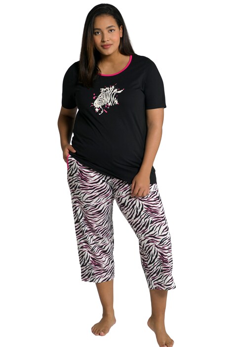 Pyžamo, zebra, kulatý výstřih, krátké rukávy