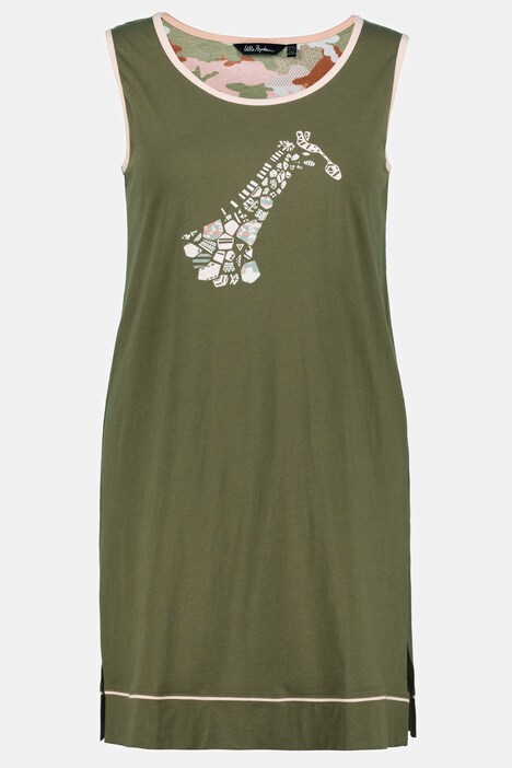 Graphic Giraffe Print Cotton Tank Sleep Tee