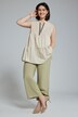 Blouse, ligne A, col montant, encolure V, sans manches