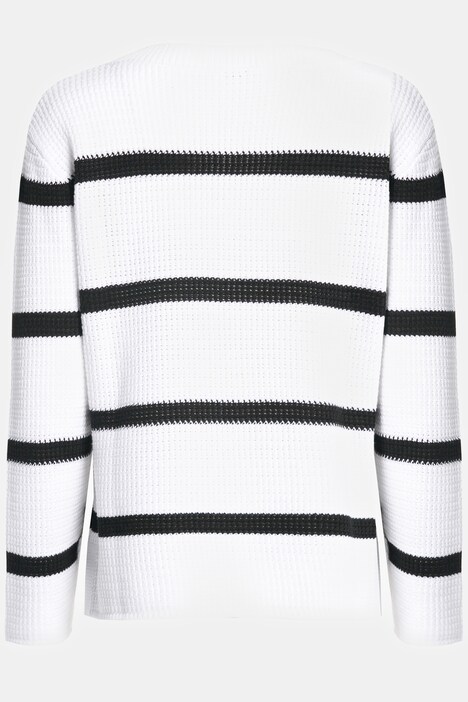 Pullover, Ringel, Oversized, Ajour, Rundhals, Langarm