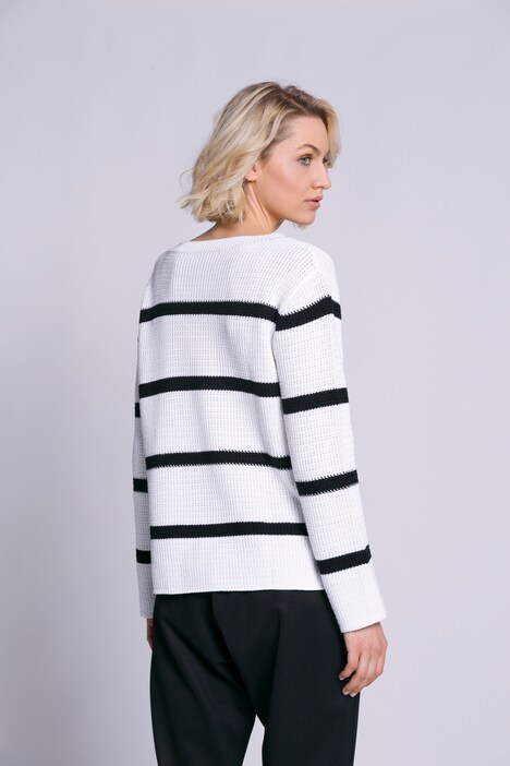 Pullover, Ringel, Oversized, Ajour, Rundhals, Langarm