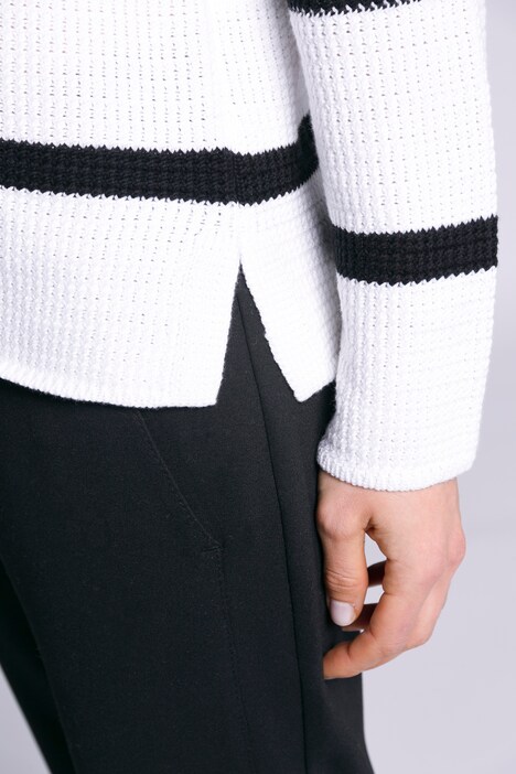 Pullover, Ringel, Oversized, Ajour, Rundhals, Langarm