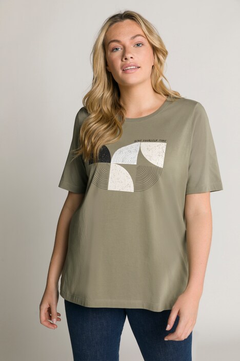 T-shirt, med print, rund hals, halvlange ærmer, økologisk bomuld