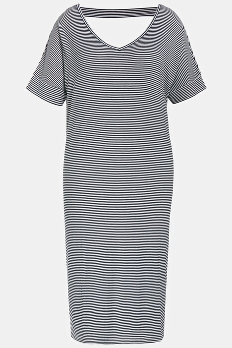 Thin Stripe Back Detail Stretch Knit Dress