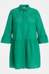 Eyelet Embroidered Button Front Ruffle Hem Shirt