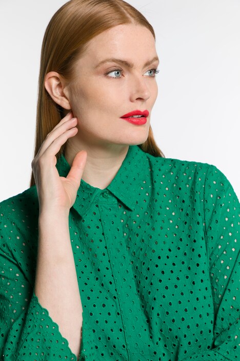 Chemise longue, broderie ajourée, ligne A, manches 3/4
