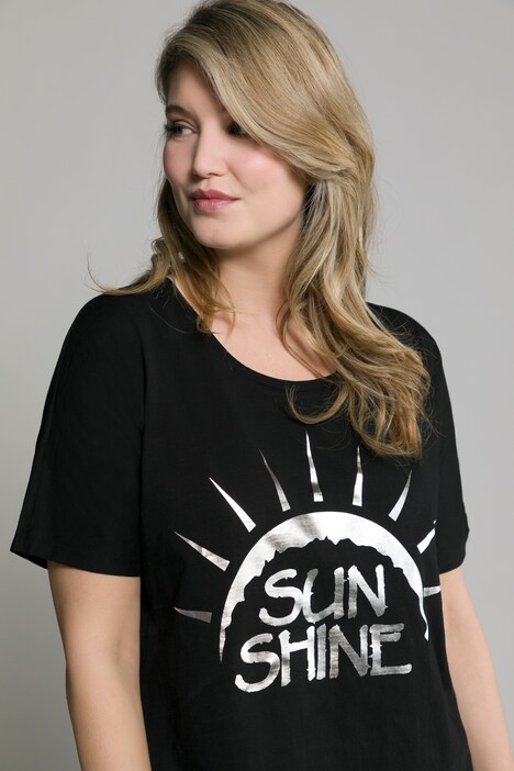 T-Shirt, Sonne, Oversized, Rundhals, Fledermaus-Halbarm