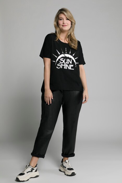 T-Shirt, Sonne, Oversized, Rundhals, Fledermaus-Halbarm