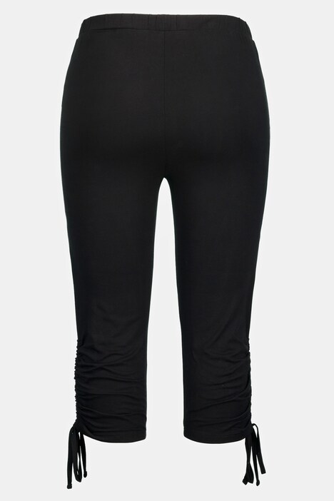 Eco Cotton Shirred Hem Knit Capri Leggings